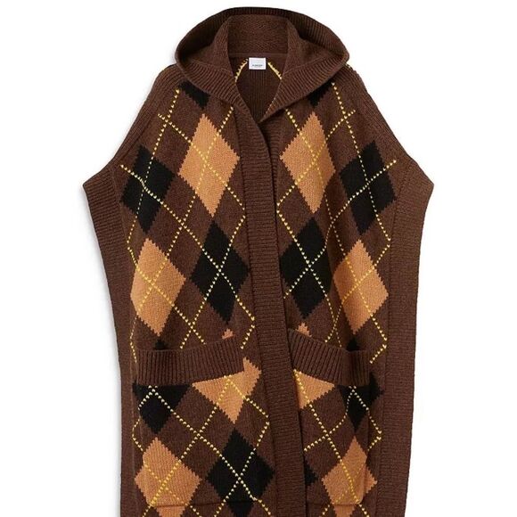 Burberry Carla Argyle Wool & Cashmere Hooded Cape ONE SIZE FITS ALL NWT